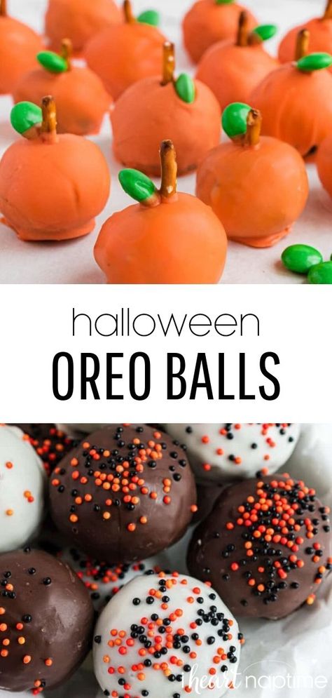 Ball Themed Appetizers, Halloween Themed Oreo Balls, Oreo Balls Halloween Treats, Monster Oreo Balls, Halloween Dessert Ideas For Adults, Easy Halloween Deserts Simple, Halloween Desserts Chocolate, Halloween Treats For Potluck, Homemade Fall Treats