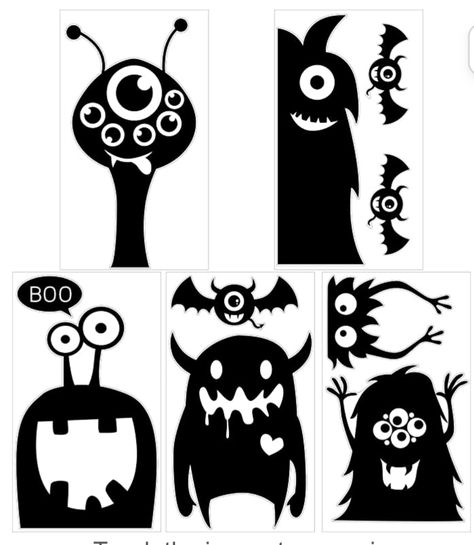 Monster Silhouette, Strašidelný Halloween, Moldes Halloween, Halloween Window Clings, Halloween Window Decorations, Bricolage Halloween, Mascaras Halloween, Adornos Halloween, Halloween Window