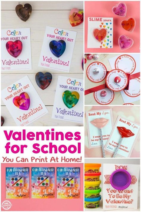 You can print these awesome valentines for school right at home! Valentine's Day is quickly approaching, and that means it's time to gather some cute valen Elementary Activities, Valentines Day Elementary Valentines, Kids Lunch Ideas For School, Valentines For School, Valentine School, Free Printable Valentines Cards, Bubble Valentines, Crayon Valentines, School Valentine Cards, Valentines Day Cards Diy