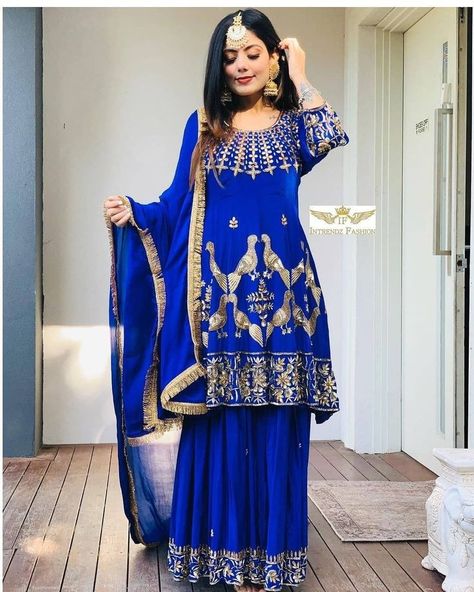 Gurkirat Randhawa, Plazzo Dress, Plazo Suits, Plazzo Suits, Sikh Bride, Couples Pics, Punjabi Suits Designer Boutique, Blue Colour Dress, Stylish Kurtis Design