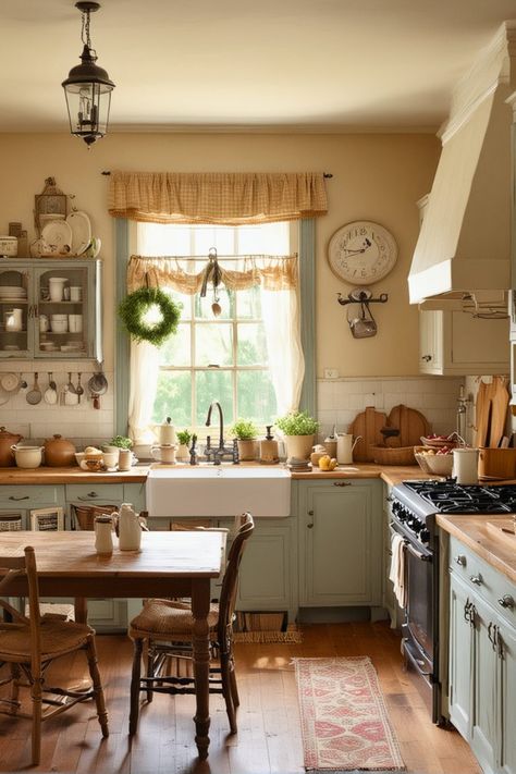 23 Cozy Cottage Kitchen Decoration Ideas 2024 – The Crafty Hacks Cottage Kitchen With Table, Cottage House Decorating Ideas, Light Country Kitchen, Cozy English Cottage Kitchen, Small Cottage Home Decor, English Cottage House Decor, Cosy Kitchen Ideas Small Spaces, European Cottage Kitchen Inspiration, Kitchen English Cottage