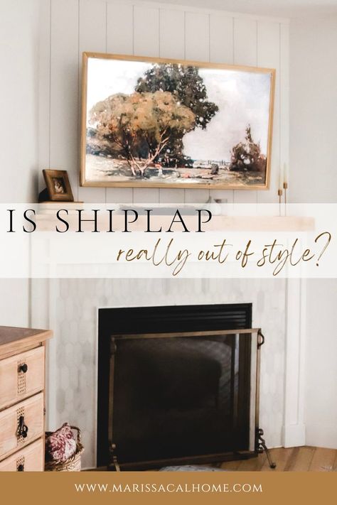 Most of us think of white, rustic and horizontal when we hear the word shiplap. I love the modern farmhouse style and I’m not here to knock it, but it’s not what I was going for in my home. And if you think it’s not for you, just wait until you see some examples of how you can use it, regardless of your interior style! Mantel With Shiplap, Vertical Shiplap Above Fireplace, Is Shiplap Going Out Of Style, Verticle Shiplap Living Room, Vertical Vs Horizontal Shiplap, Fireplace Makeover Shiplap, Shiplap Living Room Farmhouse Style, Vertical Shiplap Living Room, Vertical Shiplap Fireplace