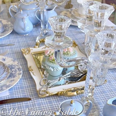 Crystal Table Setting, Blue Tea Party, Winter Tea Party, Dinner Ware, Winter Tea, Blue Dishes, Crystal Table, Perth Western Australia, Flow Blue