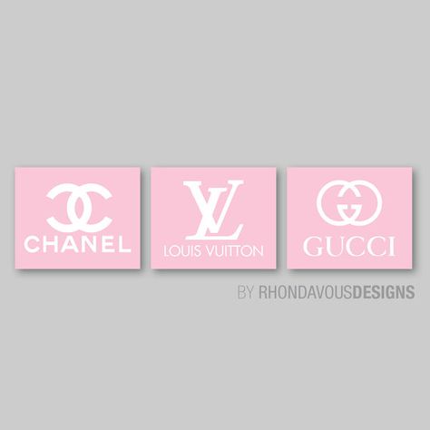 Painting Ideas On Canvas Designer Brands, Gucci Artwork, Louis Vuitton Painting, Chanel Painting, Pink Glitter Paint, Chanel Diy, Chanel Stickers, Coco Chanel Wallpaper, Girly Lifestyle