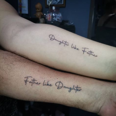 Matching Tattoo With Dad, Daughter Tattoo Quotes, Matching Dad Daughter Tattoos, Father Daughter Matching Tattoos, Dad And Daughters Tattoo Ideas, Daughter And Father Tattoos, Daddy And Daughter Tattoos, Father Daughter Tattoos Meaningful, Dad Daughter Tattoo