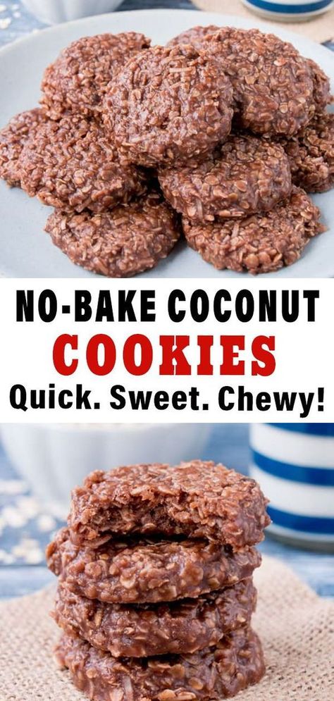 No Bake Coconut Cookies, Oreo Torte, Coconut Macaroon, Baking Recipes Cookies, Oatmeal Cookie, Coconut Cookies, Coconut Macaroons, Bake Cookies, Desserts Easy