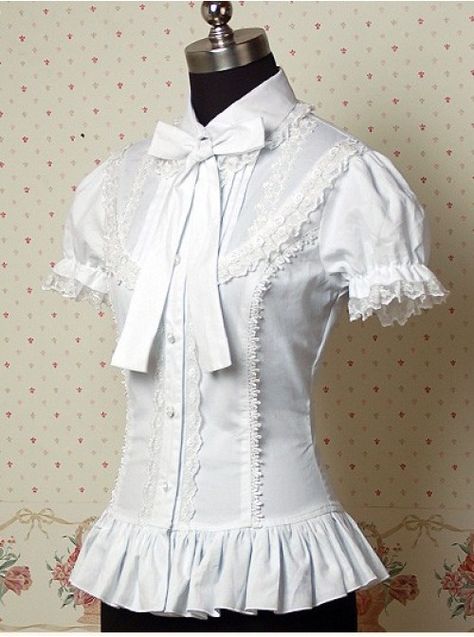 White Puff Short Sleeves Lolita Shirt Princess Cosplay, Blouse Sale, Blouse For Women, Cotton Blouse, Yohji Yamamoto, Lolita Dress, Gothic Lolita, Lolita Fashion, Ruffles