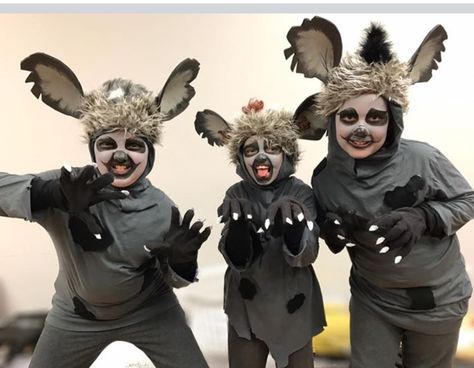 My Hyena's are make with t-shirtz my gloves with claws Lion King Jr Costumes Hyena, Hyena Lion King Costume, Lion King Jr Hyena Costume, Hyena Makeup Lion King, Lion King Play Costumes, Lion King Junior Costumes, Lion King Play Props, Hyena Face Paint, Lion King Costume Ideas