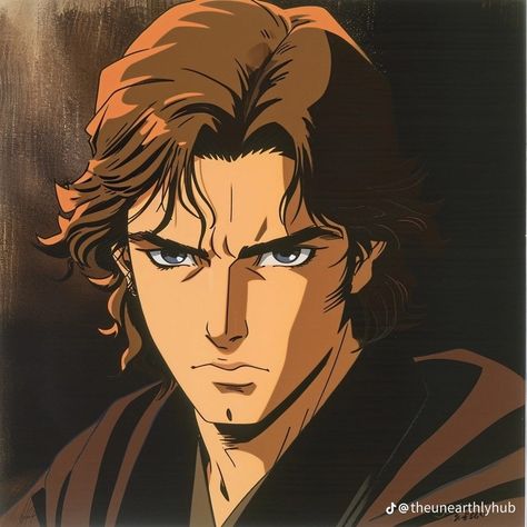 Anime Anakin Skywalker, Star Wars Cartoon Art, Anakin Anime, Anakin Skywalker Comic, Luke Skywalker Wallpaper, Anakin Art, Fire Cartoon, Star Wars Anime, Darth Revan