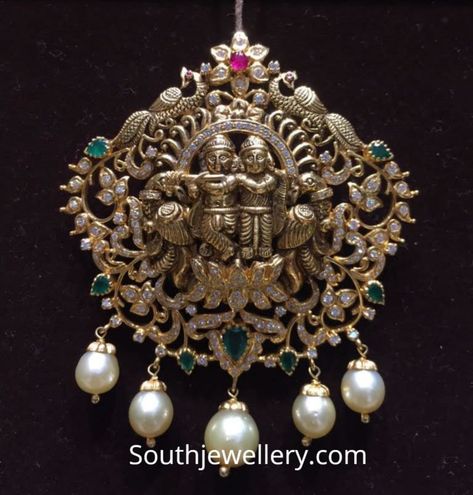 Antique Gold Radha Krishna Pendant photo Radha Krishna Diamond Pendant, Radhakrishna Pendant Gold, Radha Krishna Locket Gold, Pendents Gold, Radha Krishna Pendant, Krishna Pendant, Pretty Gold Necklaces, Ganesh Pendant, 22 Carat Gold Jewellery