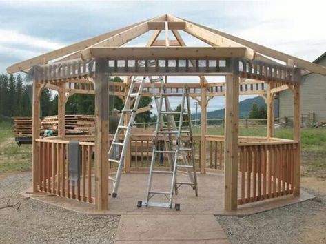 Wooden Gazebo Kits, Gazebo Design, Large Gazebo, Diy Gazebo, Screened Gazebo, Hot Tub Gazebo, Gazebo Plans, Steel Pergola, Wooden Gazebo