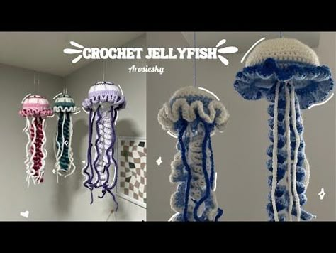 Crochet Big Jellyfish | Beginner Friendly Tutorial | QUICK AND EASY CROCHET #crochet #cutecrochet - YouTube Crochet Ceiling Jellyfish, Crochet Jellyfish Wall Hanging, Crochet Hanging Jellyfish Pattern, How To Crochet A Jellyfish For Beginners, Crochet Jelly Fish Free Patterns, Giant Jellyfish Crochet Pattern Free, No Sew Jellyfish Crochet, Large Jellyfish Crochet Pattern Free, Jelly Fish Crochet Keychain Free Pattern