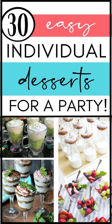 30 Amazing Single-Serve Dessert ideas! These are easy recipes when you're serving a crowd or for any party! These individual mini desserts are the way to go! Single Serve Desserts In Cups, Easy Dessert Individual, Single Serve Birthday Desserts, Single Serving Sweet Treats, Dessert For Small Dinner Party, Individual Serve Desserts, Single Desserts For Party, Easy Fancy Desserts For A Crowd, Single Serve Wedding Desserts