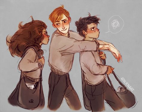 Harry Potter, Hermione Granger & Ron Weasley Cartoon Star Wars, Ron And Harry, Art Harry Potter, Buku Harry Potter, Harry Potter Artwork, Ron And Hermione, Sam Dean, Golden Trio, Harry Potter Drawings