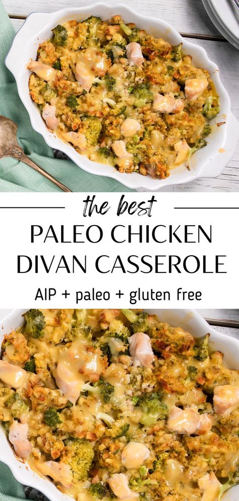 Gluten Free Chicken Divan Gluten Free Chicken Divan, Rotisserie Chicken Recipes Healthy, Paleo Casserole Recipes, Chicken Recipes Dairy Free, Chicken Divan Casserole, Paleo Casserole, Chicken Divan Recipe, Chicken Divan, Chicken Broccoli Rice