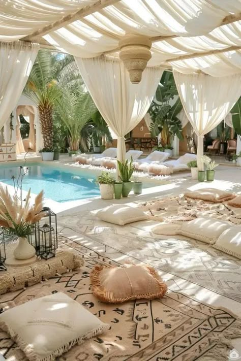 Beige Inspiration, Boho Porch, Boho Backyard, Boho Patio, Patio Pergola, Outside Living, Outdoor Decor Backyard, Dream Backyard, Rustic Garden Decor