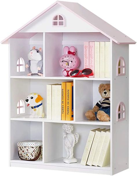 Amazon.com: Kids Dollhouse Bookcase Children's Wooden Bookshelf Display Storage Rack Units Organizer for Child's Bedroom Playroom Nursery Kindergarten : Toys & Games Doll House Bookshelf, House Bookshelf, Playroom/living Room, Dollhouse Bookshelf, Dollhouse Bookcase, Kids Book Storage, Bookcase Bedroom, Kids Doll House, Bookshelves In Bedroom