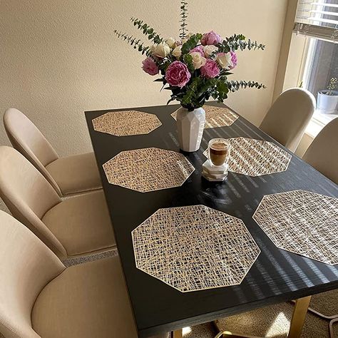 Dinning Room Table Placemats, Table Mats Ideas Dining Rooms, Placemats For A Black Dining Room Table, Placemats For Black Table, Place Mats Ideas Dining Rooms, Dining Room Table Placemats, Place Mats Ideas, Table Mats Ideas, Placemats Ideas Dining Rooms