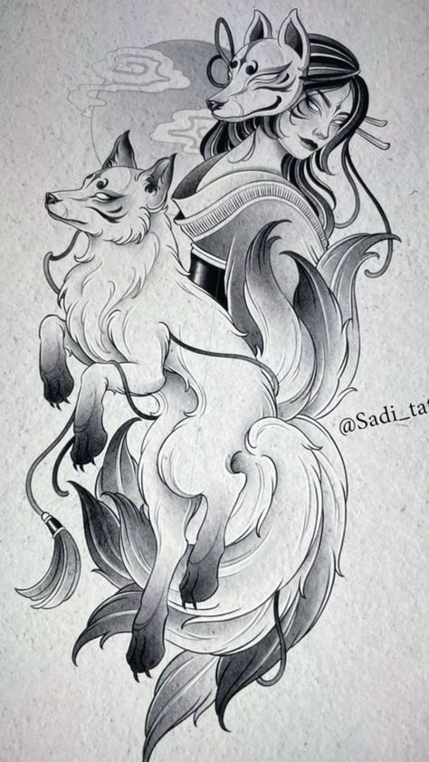 9 Tails Fox Tattoo, Fox Tattoo Design, Line Tattoo Ideas, Medusa Tattoo Design, Snake Drawing, Girl Back Tattoos, Single Line Tattoo, Japanese Dragon Tattoos, Spirit Animal Art