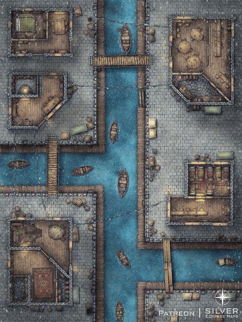 City Battlemap, Minecraft Castle Designs, Canal City, Fantasy City Map, Dnd Stories, Dnd World Map, Tabletop Rpg Maps, Dnd Dragons, Modern Magic