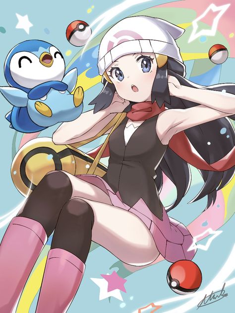 Trainer Outfits, Pokemon Trainer Outfits, Female Pokemon Trainers, Pokemon Dawn, Moe Art, Pokémon Diamond And Pearl, Pokemon Platinum, Pokémon Diamond, Pokemon Gif