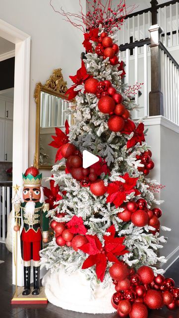 Oversized ornaments on tree