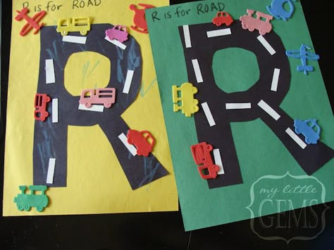 R is for Road craft Preschool Transportation Crafts, Letter R Activities, Preschool Transportation, Preschool Letter Crafts, Literacy Centres, Prek Ideas, Abc Crafts, Transportation Activities, Toddler Lessons