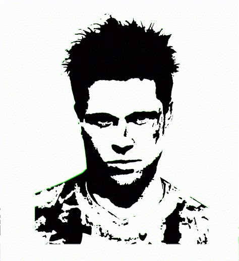 Fight Club Tyler Durden, Black Ink Tattoos, Club Shirts, Silhouette Art, Stencil Art, Stippling, Pulp Fiction, Brad Pitt, Graphic Poster