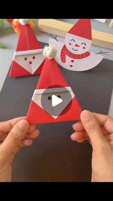 Origami Santa Claus, Christmas Cards Handmade Diy, Christmas Papercraft, Origami Santa, Christmas Paper Craft, Paper Folding Crafts, Origami Artist, Diy Santa, Origami Love