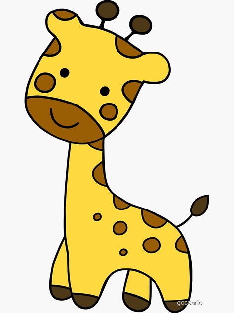 "Cute Cartoon Giraffe" Sticker for Sale by gossorio | Redbubble Girrafe Aesthetic Drawing, Giraffe Painting Easy, Minis Tatoos, Giraffe Sticker, Cute Giraffe Drawing, Giraffe For Kids, Giraffe Cute, Giraffe Cartoon, Giraffe Drawing