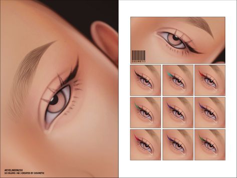 Sims 4 Liner, Classic Eyeliner, Pastel Eyeshadow, Sims 4 Cc Eyes, Makeup Cc, Dark Eyeshadow, Sims 4 Cc Makeup, Halloween Eye Makeup, Sims 4 Characters