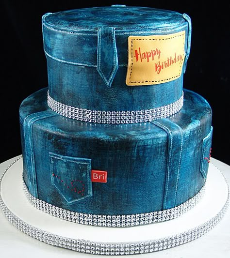 Denim Centerpieces, Denim Cake, Happy Birthday Jean, Denim Baby Shower, Diamond Theme Party, Diamonds And Denim Party, Pearl Bridal Shower, Diamond Cake, Denim And Pearls