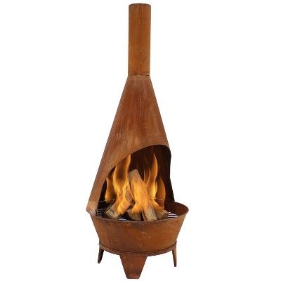 Chiminea Fire Pit, Fire Pit Tools, Outdoor Gathering Space, Metal Fire Pit, Backyard Fireplace, Scandinavian Designs, Wood Burning Fire Pit, Outdoor Entertaining Spaces, Wood Burning Fires