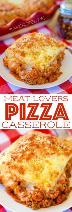 Meat Lovers Pizza Casserole - a family favorite!!! Lean ground beef, sausage, pepperoni, pasta sauce, mozzarella cheese, pizza dough and parmesan cheese. Can add your favorite veggies too! Everyone loved this! There weren't any leftovers!! YUM! Meat Lovers Pizza Casserole, Pepperoni Pasta, Meat Lovers Pizza, Pizza Casserole, Beef Sausage, Minced Meat, Easy Casserole Recipes, Pizza Pizza, Meat Lovers