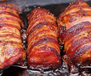 Bacon wrapped moose tenderloin Wrapped Pork Tenderloin, Bacon Wrapped Pork Tenderloin, Pork Tenderloins, Bacon Wrapped Pork, Tenderloin Recipes, Traeger Grill, Tasty Kitchen, Pork Tenderloin Recipes, Stuffed Pork Tenderloin