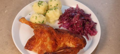 Roast Duck Recipes, German Roast, Duck Dinner, Roasted Duck Recipes, Potato Dumplings, Duck Fat, Wine Dinner, Roast Duck, Orange Sauce