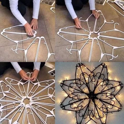 Diy Snowflake Decorations, Snowflake Decoration, Hanger Crafts, Holiday Crafts Diy, Christmas Wreaths Diy Easy, Minimalist Christmas Tree, Christmas Float, Christmas Float Ideas, Pencil Christmas Tree