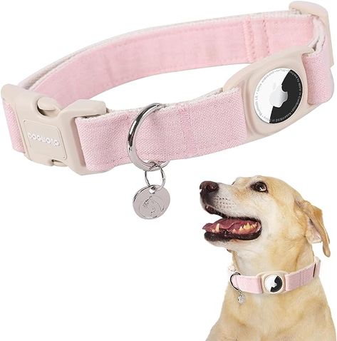 Amazon.com : DOGWONG Airtag Cotton Hemp Dog Collar, Heavy-Duty Dog Collar with Airtag Holder Pink Dog Collar Durable Natural Fabric Pet Dog Collar Cute Puppy Necklace for Small Medium Large Dog : Pet Supplies Pink Dog Collar, Dog Essentials, Dog Collar Tags, Nature Necklace, Pink Collars, Natural Fabric, Pink Dog, Cute Puppy, Girl And Dog