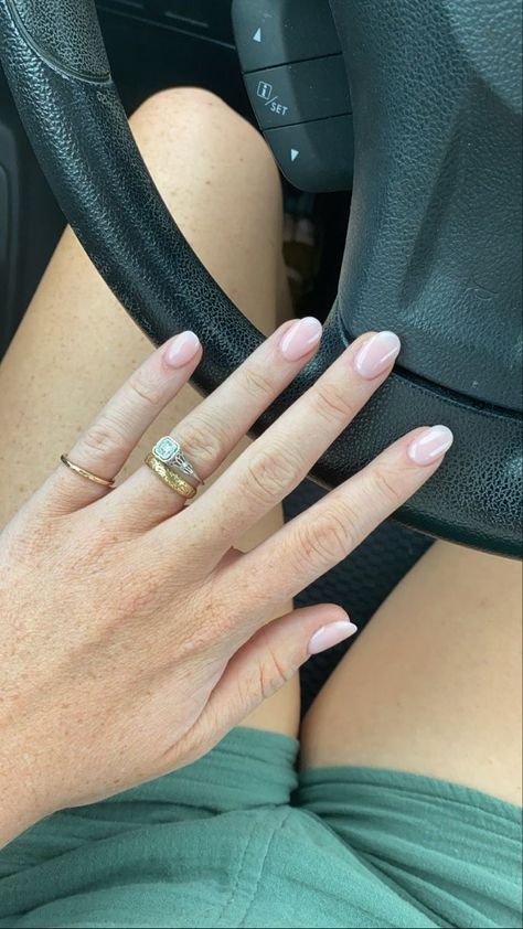 Short Soft Almond Nails, Dip Light Pink Nails, Dip Powder Nails Light Pink, Dip Nails Light Pink, Really Light Pink Nails, Almond Dipped Nails, Baby Almond Nails, Light Pink Short Almond Nails, Light Almond Nails