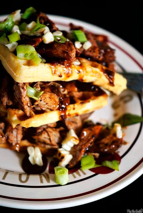 Summer Pot Luck, Pulled Pork Cornbread, Savory Waffle Recipe, Cornbread Waffles, Waffle Iron Recipes, Waffle Maker Recipes, Savory Waffles, Successful Person, Southern Dishes