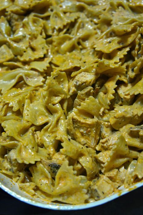 Farfalle with Chicken in Sun-Dried Tomato Olive Pesto Cream Sauce: Savory Sweet and Satisfying Chicken Farfalle, Pesto Cream Sauce, Creamy Pesto Chicken, Olive Pesto, Creamy Pesto, One Skillet, Cheese Pasta, Pesto Chicken, Easy Dishes