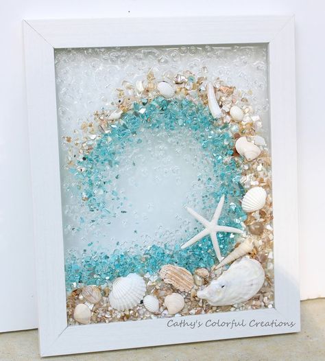 Beach craft Sea Glass Window Art, Sea Glass Window, Beach Glass Crafts, Seashell Projects, Art Coquillage, Glass Window Art, Shell Crafts Diy, Beach Glass Art, Sea Crafts