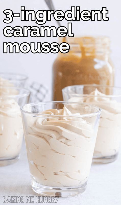 Easy Caramel Mousse Recipe with 3 Ingredients Salted Caramel Mouse, Salted Caramel Mousse Recipes, Caramel Mousse Cake Filling, Apple Mousse Recipe, Easy Mousse Recipes 3 Ingredients, Caramel Mousse Recipe, Coconut Mousse Recipe, 3 Ingredient Mousse, Moose Recipes Desserts