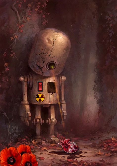 Matt Dixon Art, Cyberpunk Painting, Robot Sci Fi, Robots Artworks, Matt Dixon, Boy Painting, Cute Robot, Sci Fi Alien, Cyborgs Art