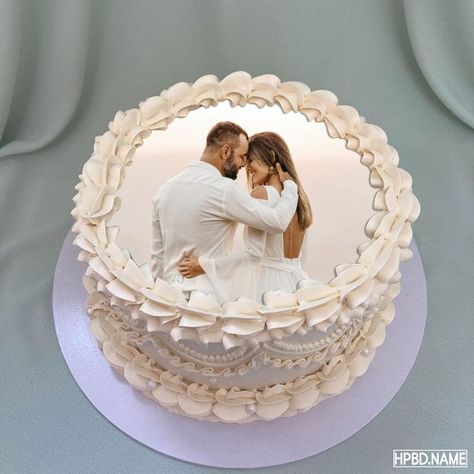 Wedding Anniversary Cake With Photo Frames Anniversary Cake With Photo, Cake With Photo, Cake Photoshoot, Happy Birthday Cake Photo, Wedding Anniversary Cakes, Birthday Cake With Photo, Cake Templates, Birthday Cake With Flowers, Heart Border