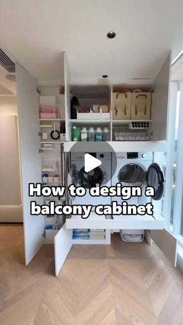 Alead Home Kitchen Cabinets & Closets on Instagram: "Don't underestimate the balcony
Although the space is not large, as long as the design is reasonable, you can have a small storage cabinet

#cabinet #cabinets #balconycabinet #customcabinets #balcony #cabinetdesign #interiordesign #furnituredesign #furniture #furnituremaker
#diy #art #family #aleadhome #highendcustom #highendprojects" Hidden Appliance Cabinet Kitchen, Eves Storage, Cottage Laundry, Cottage Laundry Room, Hide Appliances, Cabinet Cabinet, Small Storage Cabinet, Utility Cupboard, House Makeovers