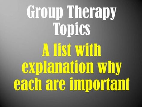 Group topics can vary greatly, depending on the needs of the clients. Group Therapy Topics, Therapy Topics, Group Therapy Ideas, Group Therapy Activities, Counseling Tools, Mental Health Activities, Clinical Social Work, Recreation Therapy, To Do List Printable