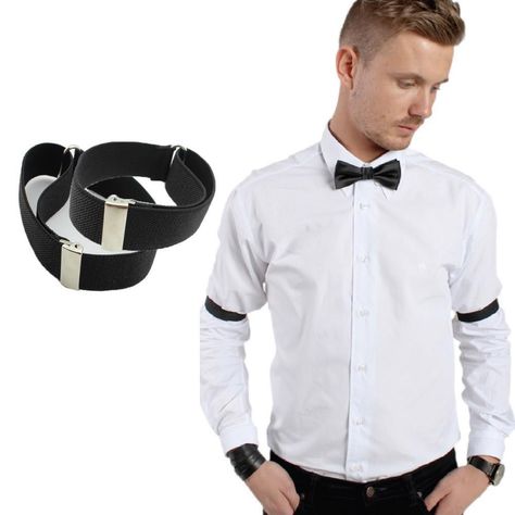 Mens Garters Arm Bands Bridegroom Garter Elastic Armband Shirt Sleeve Holders #colorgeqing Mens Garters, Shirt Garters, Arm Workout With Bands, Sleeve Garter, Sleeve Holders, Mens Sleeve, Men Shirt Style, Garters, 2015 Fashion