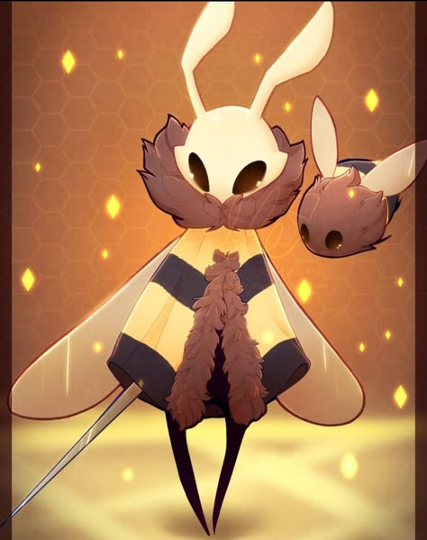 Hollow Knight Bee Oc, Hollow Knight Hive Knight, Bee Fursona, Hollow Knight Moth, Bee Concept Art, Bee Character Design, Hollow Knight Characters, Bee Fanart, Bee Oc