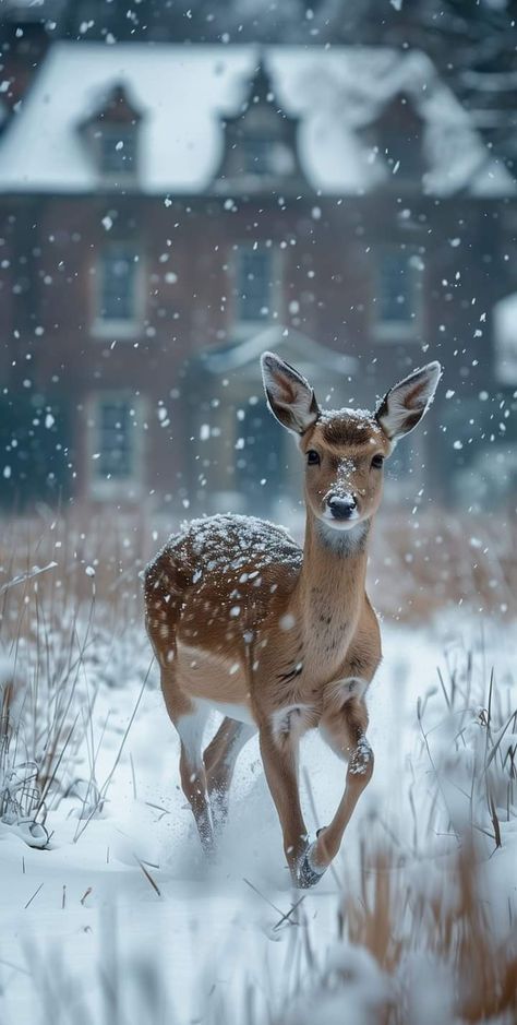 Winter Animal Photography, Christmas Animal Wallpaper, Winter Deer Wallpaper, Cozy Winter Wallpaper, Animals In Snow, Ice Animals, Snowy Animals, Snow Creatures, Beautiful Winter Pictures